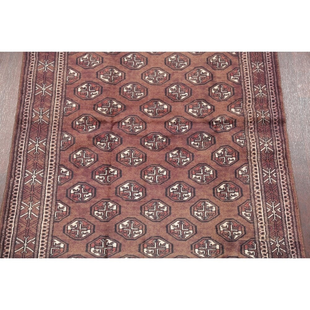 Bokhara Geometric Hand-Knotted Wool Pakistan Oriental Rug - 5'10" x 3'4" Runner