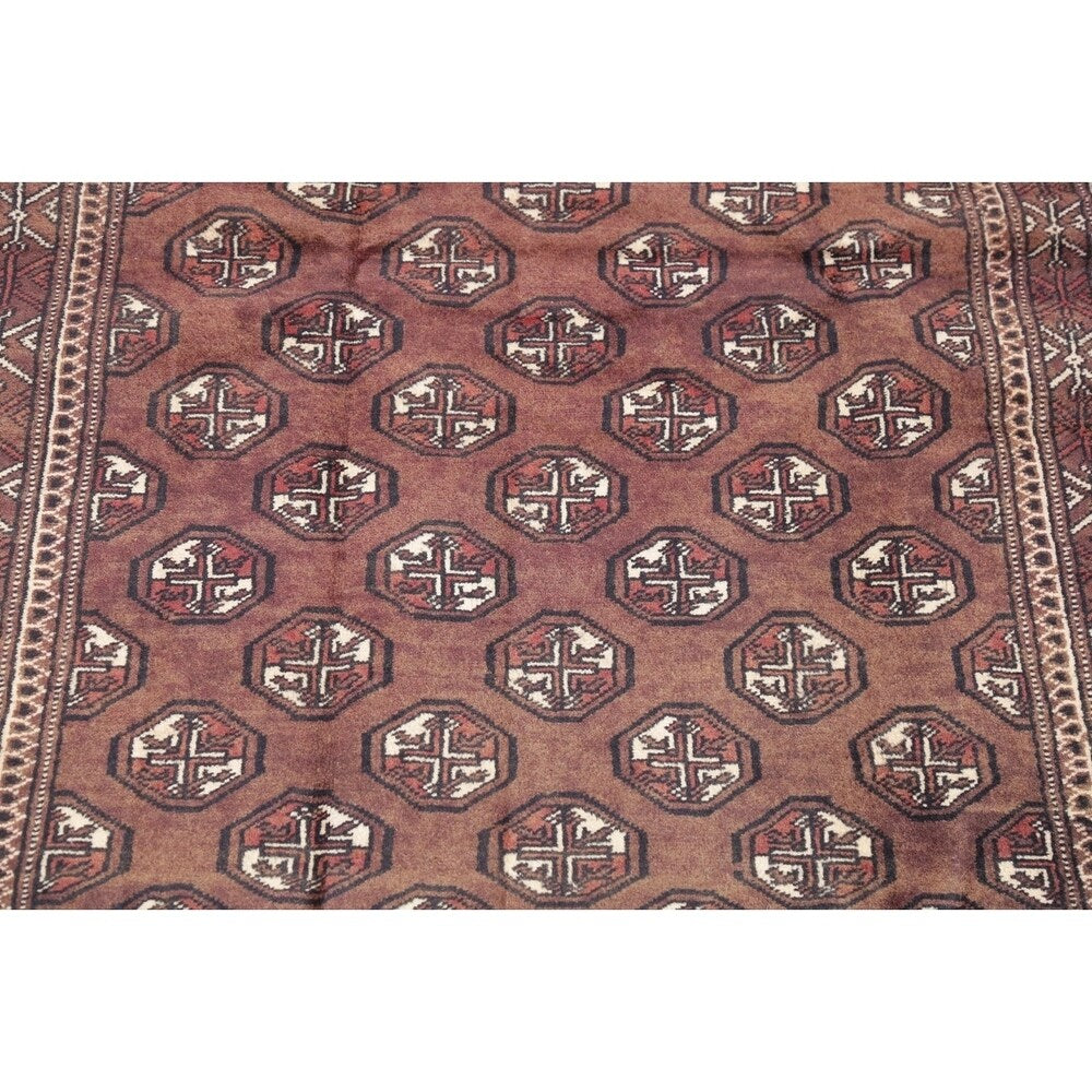 Bokhara Geometric Hand-Knotted Wool Pakistan Oriental Rug - 5'10" x 3'4" Runner