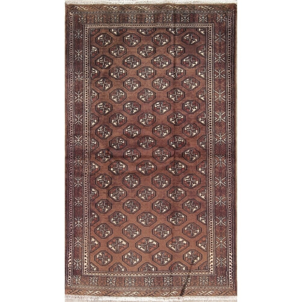Bokhara Geometric Hand-Knotted Wool Pakistan Oriental Rug - 5'10" x 3'4" Runner