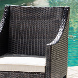 Boland Outdoor 6-piece Rectangle Wood Wicker Dining Set with Cushions by Christopher Knight Home