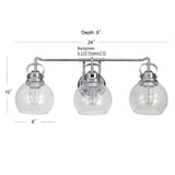 Bolha 24" 3-light Metal/ Bubbled Glass Vanity Light, Chrome by JONATHAN Y