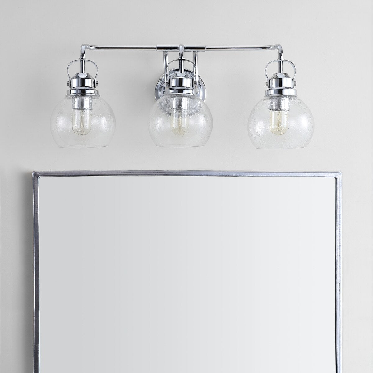 Bolha 24" 3-light Metal/ Bubbled Glass Vanity Light, Chrome by JONATHAN Y