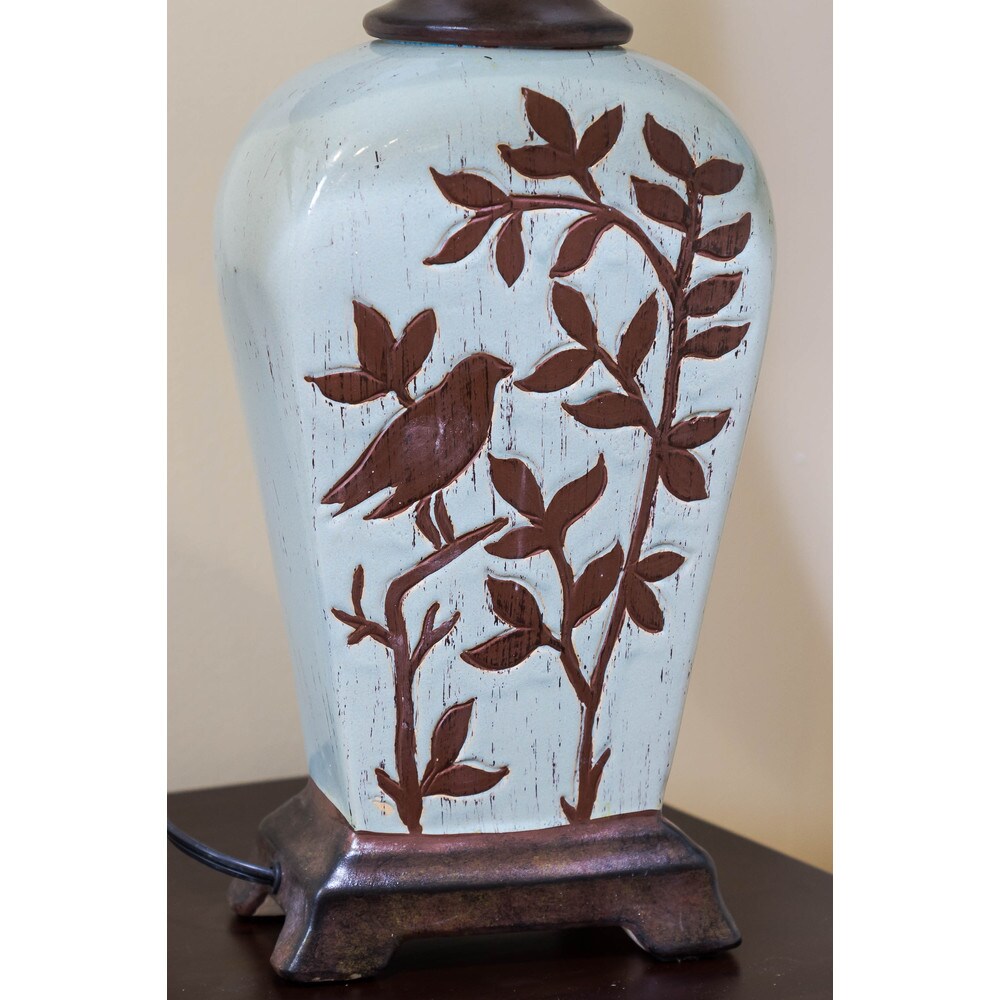 Bombay Turquoise Bird and Tree Silhouette Table Lamp