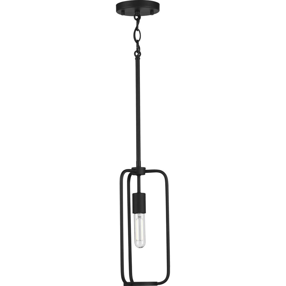 Bonn Collection One-Light Matte Black Farmhouse Pendant Light - 9.750" x 18.500" x 9.750"