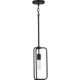 Bonn Collection One-Light Matte Black Farmhouse Pendant Light - 9.750" x 18.500" x 9.750"