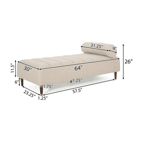 Bonny Fabric Tufted Chaise Lounge with Bolster Pillow by Christopher Knight Home