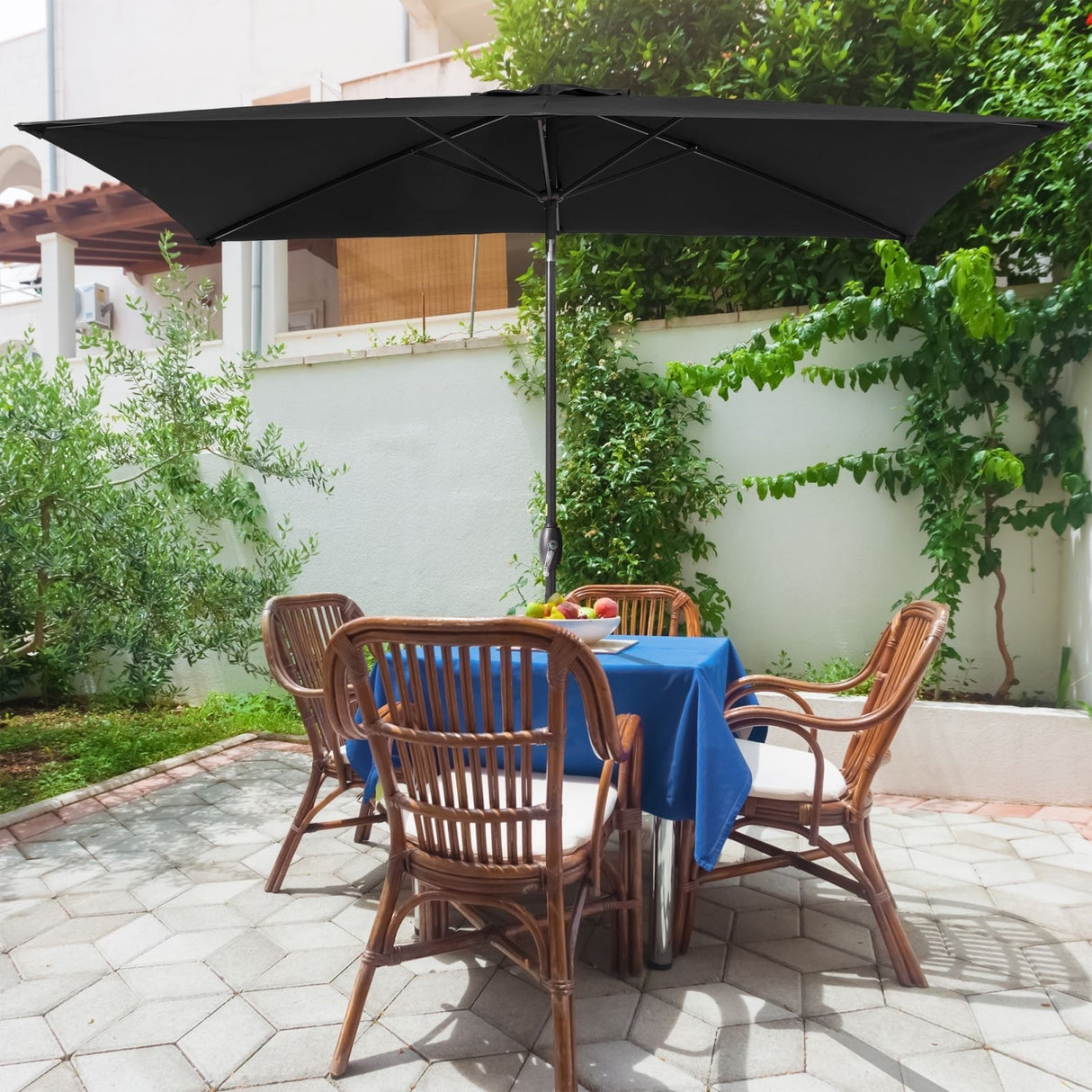 Bonosuki 10 x 6.5ft Patio Rectangular Umbrella with Tilt and Crank