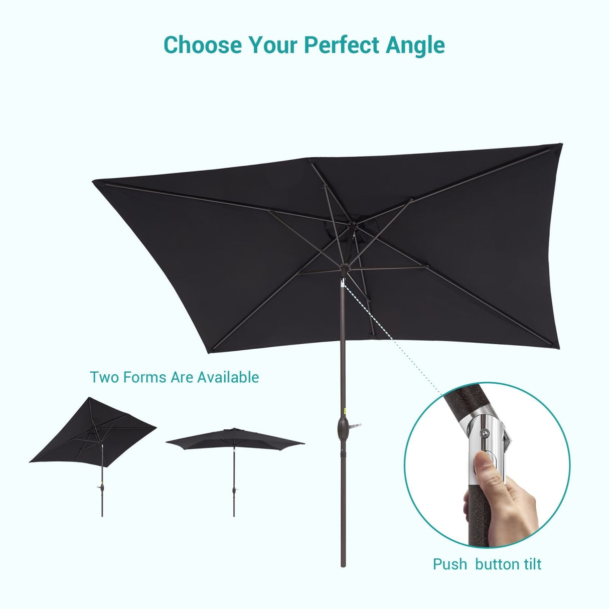Bonosuki 10 x 6.5ft Patio Rectangular Umbrella with Tilt and Crank