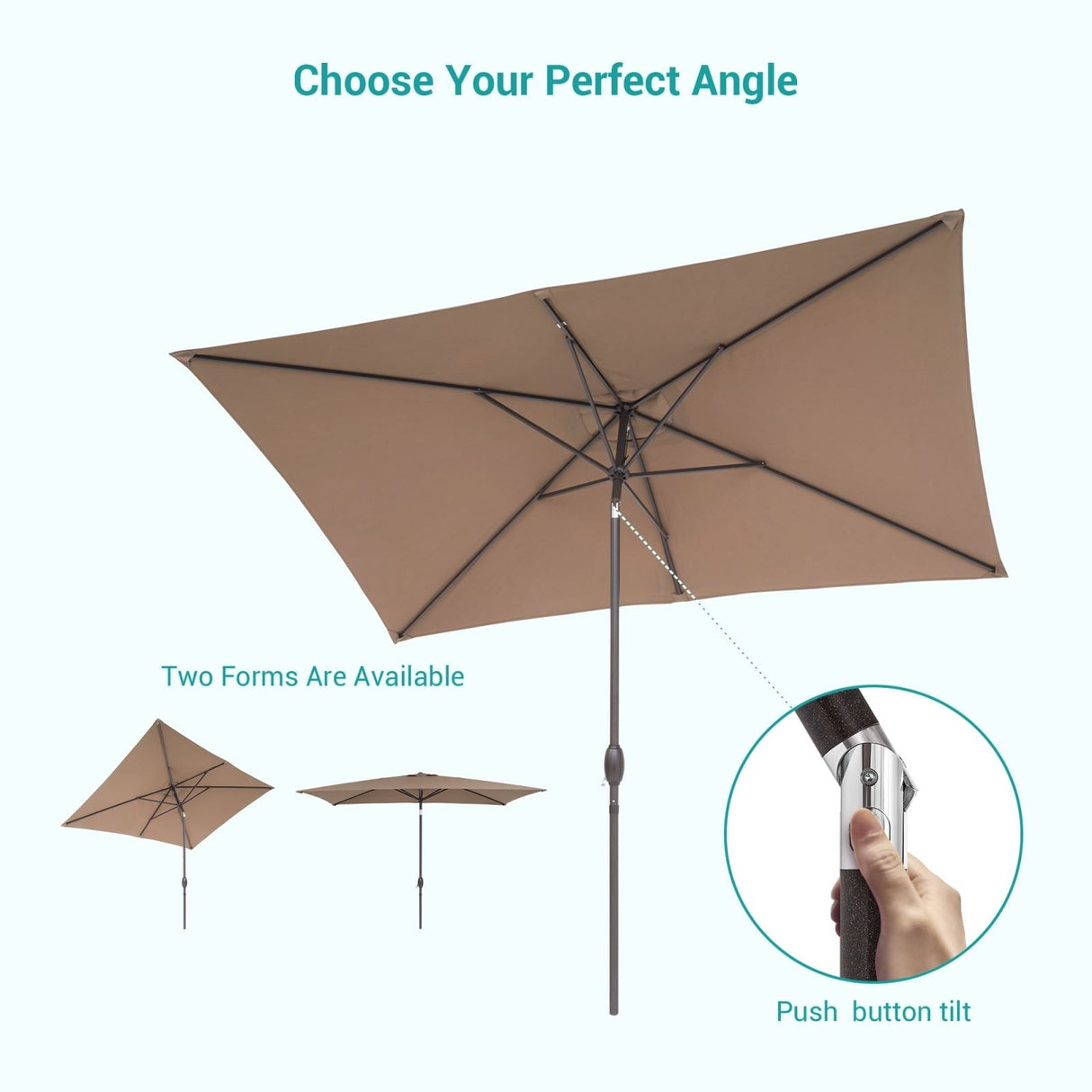 Bonosuki 10 x 6.5ft Patio Rectangular Umbrella with Tilt and Crank