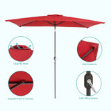 Bonosuki 10 x 6.5ft Patio Rectangular Umbrella with Tilt and Crank