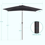 Bonosuki 10 x 6.5ft Patio Rectangular Umbrella with Tilt and Crank