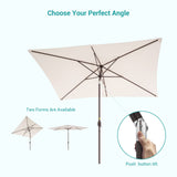 Bonosuki 10 x 6.5ft Patio Rectangular Umbrella with Tilt and Crank