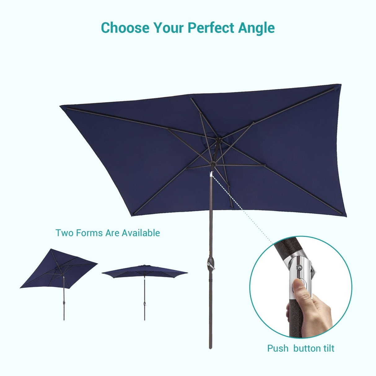 Bonosuki 10 x 6.5ft Patio Rectangular Umbrella with Tilt and Crank