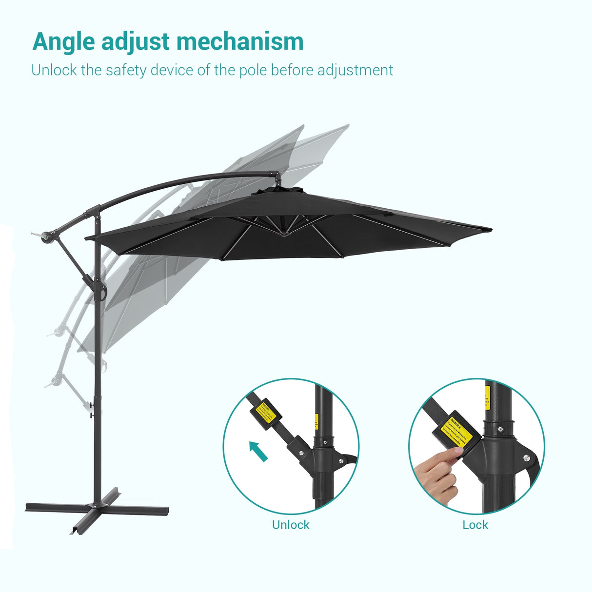 BONOSUKI 10ft Patio Offset Umbrella Outdoor Hanging Umbrella