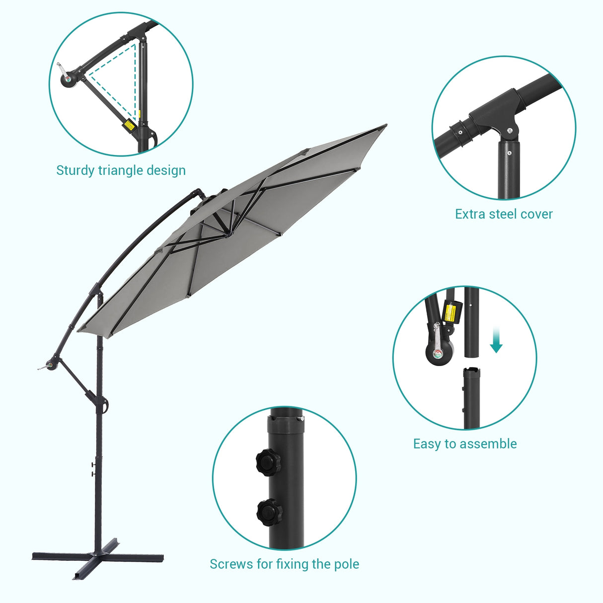 BONOSUKI 10ft Patio Offset Umbrella Outdoor Hanging Umbrella