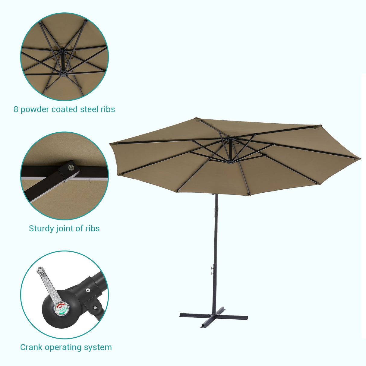 BONOSUKI 10ft Patio Offset Umbrella Outdoor Hanging Umbrella
