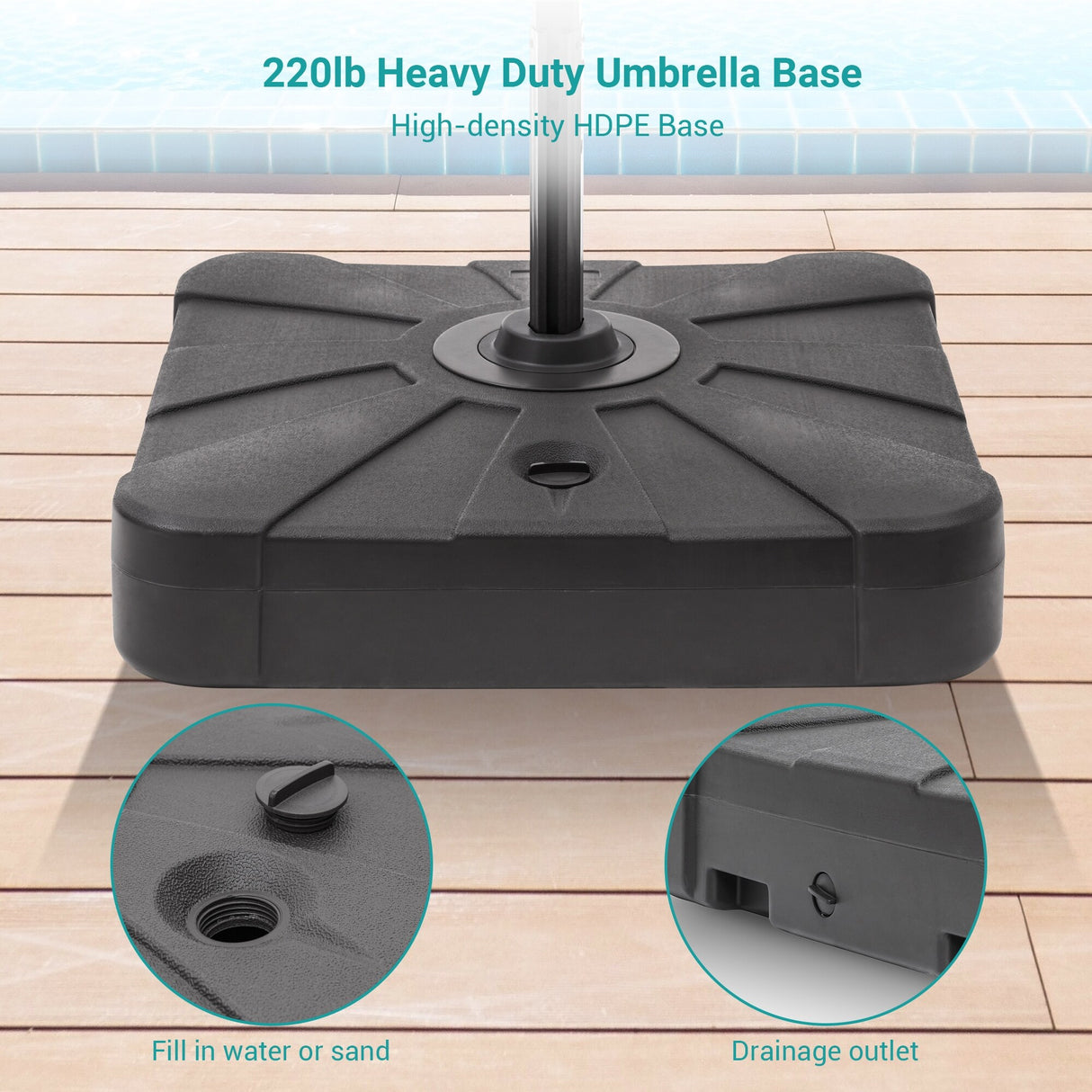 Bonosuki 11FT Patio Cantilever Umbrella With Resin Base
