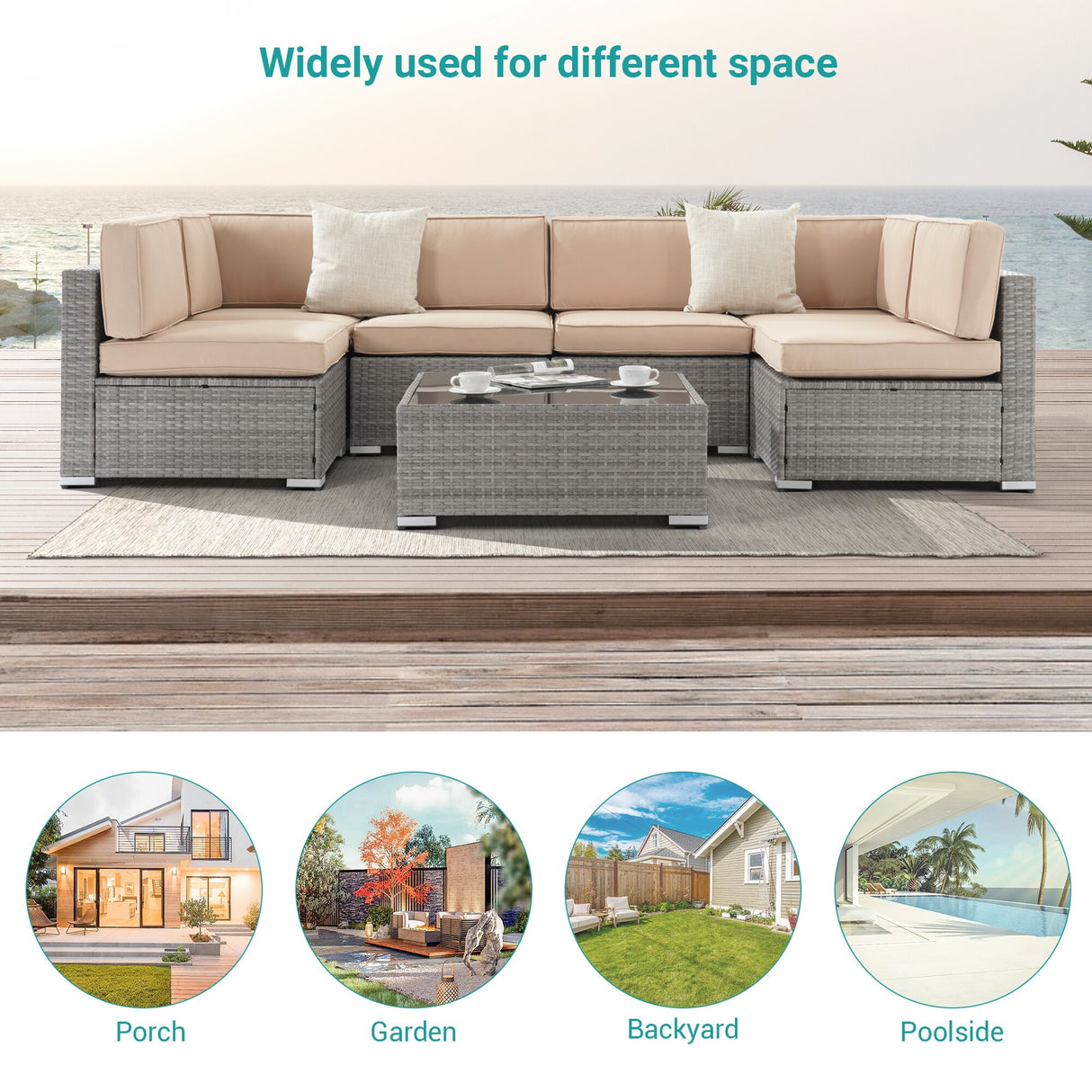 Bonosuki 7-Piece Patio Furniture Set All-Weather Conversation Sets