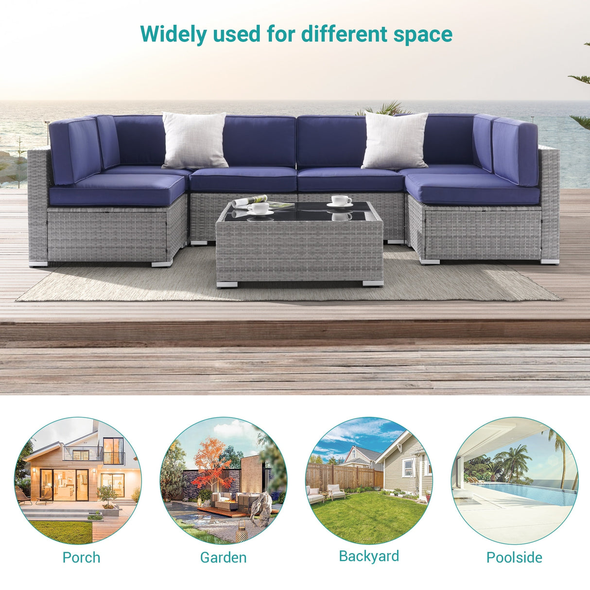 Bonosuki 7-Piece Patio Furniture Set All-Weather Conversation Sets