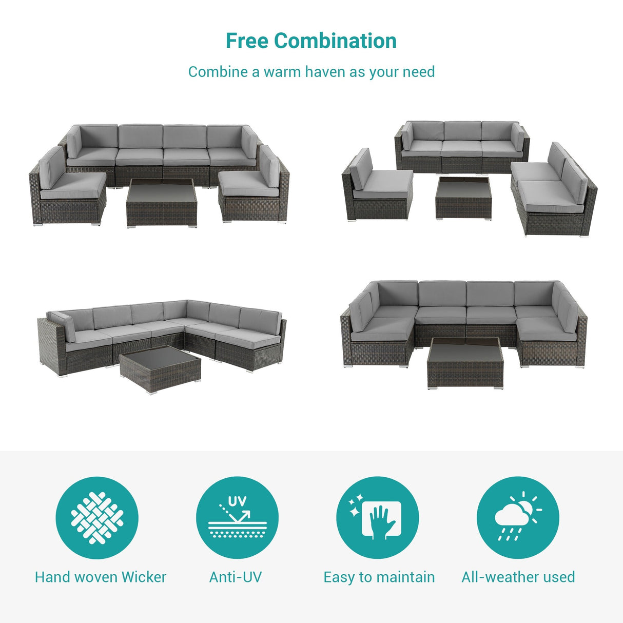 Bonosuki 7-Piece Patio Furniture Set All-Weather Conversation Sets