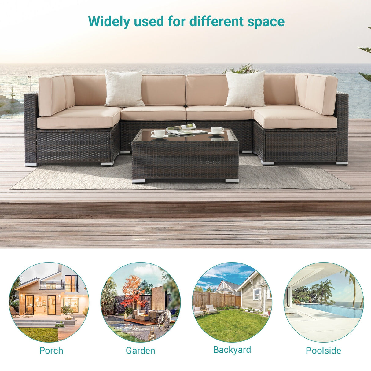 Bonosuki 7-Piece Patio Furniture Set All-Weather Conversation Sets