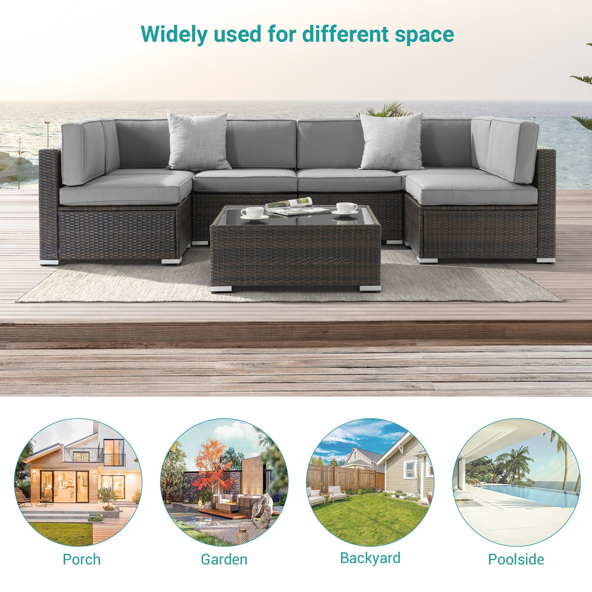 Bonosuki 7-Piece Patio Furniture Set All-Weather Conversation Sets
