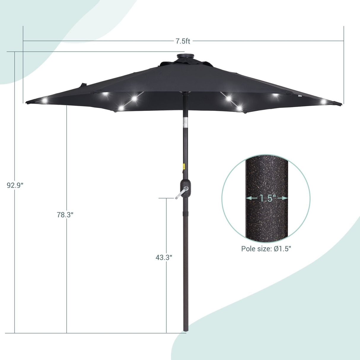 Bonosuki 7.5Ft LED Patio Market Umbrella Outdoor Table Umbrella