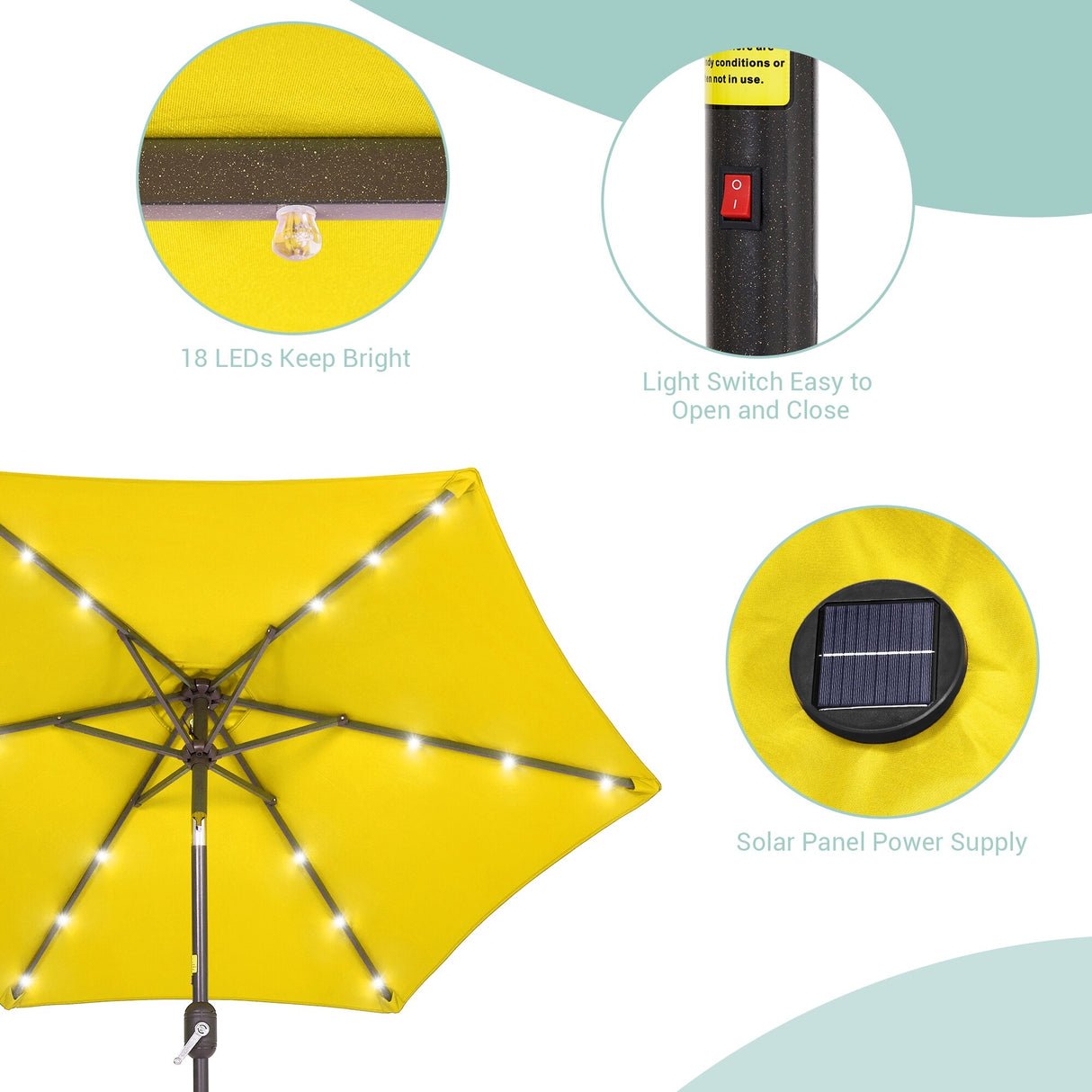 Bonosuki 7.5Ft LED Patio Market Umbrella Outdoor Table Umbrella