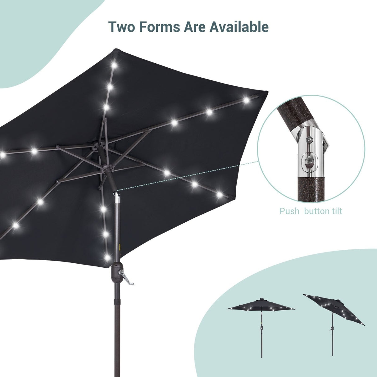 Bonosuki 7.5Ft LED Patio Market Umbrella Outdoor Table Umbrella