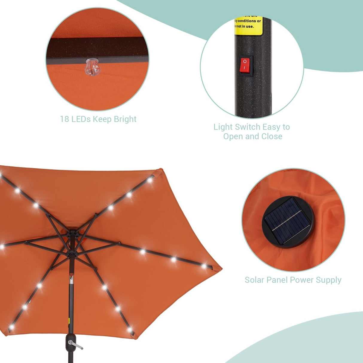Bonosuki 7.5Ft LED Patio Market Umbrella Outdoor Table Umbrella