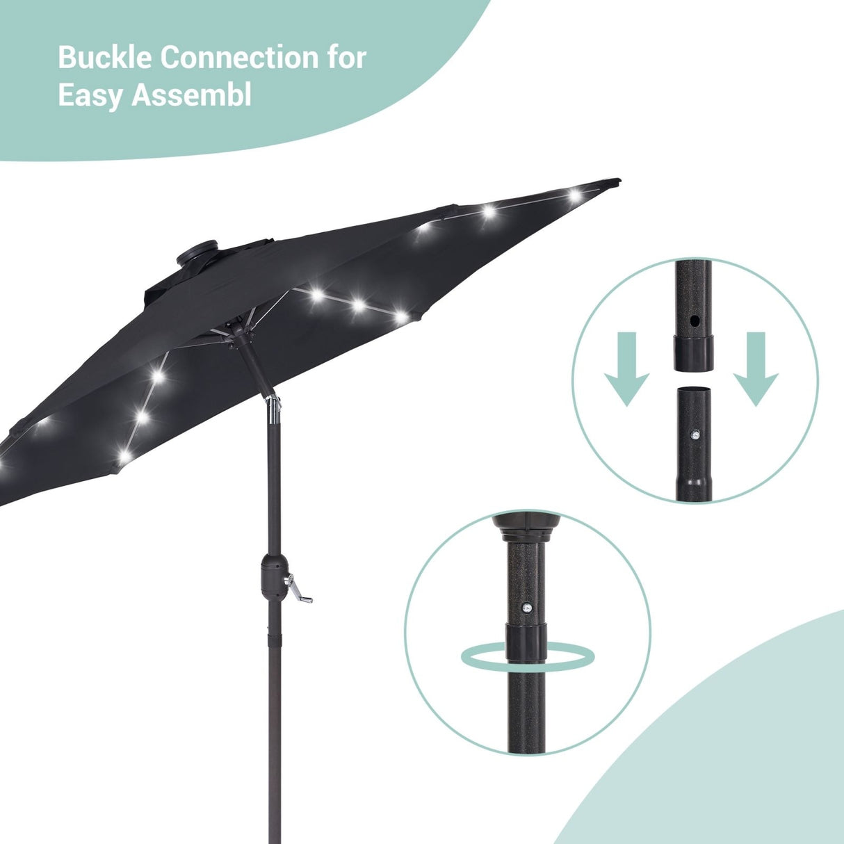 Bonosuki 7.5Ft LED Patio Market Umbrella Outdoor Table Umbrella
