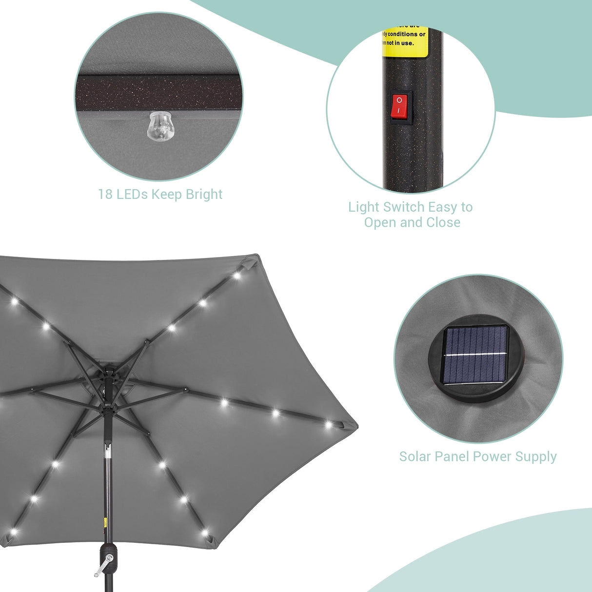 Bonosuki 7.5Ft LED Patio Market Umbrella Outdoor Table Umbrella