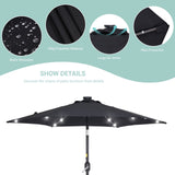 Bonosuki 7.5Ft LED Patio Market Umbrella Outdoor Table Umbrella