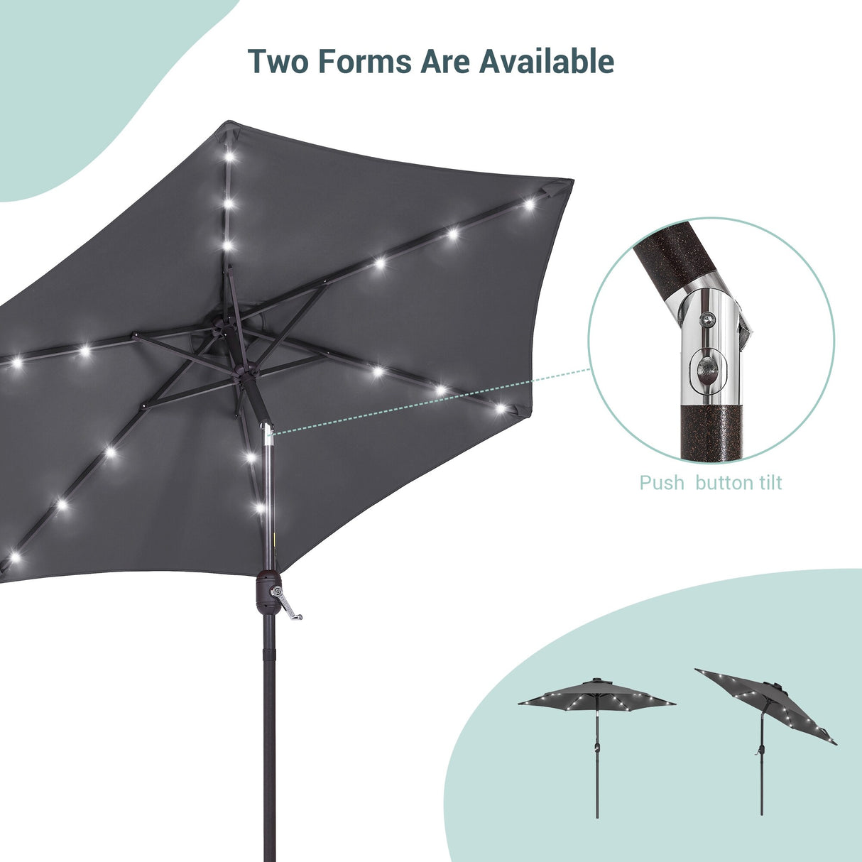 Bonosuki 7.5Ft LED Patio Market Umbrella Outdoor Table Umbrella