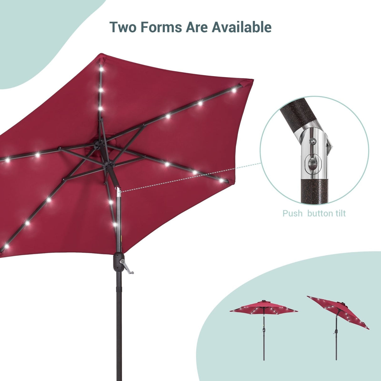 Bonosuki 7.5Ft LED Patio Market Umbrella Outdoor Table Umbrella