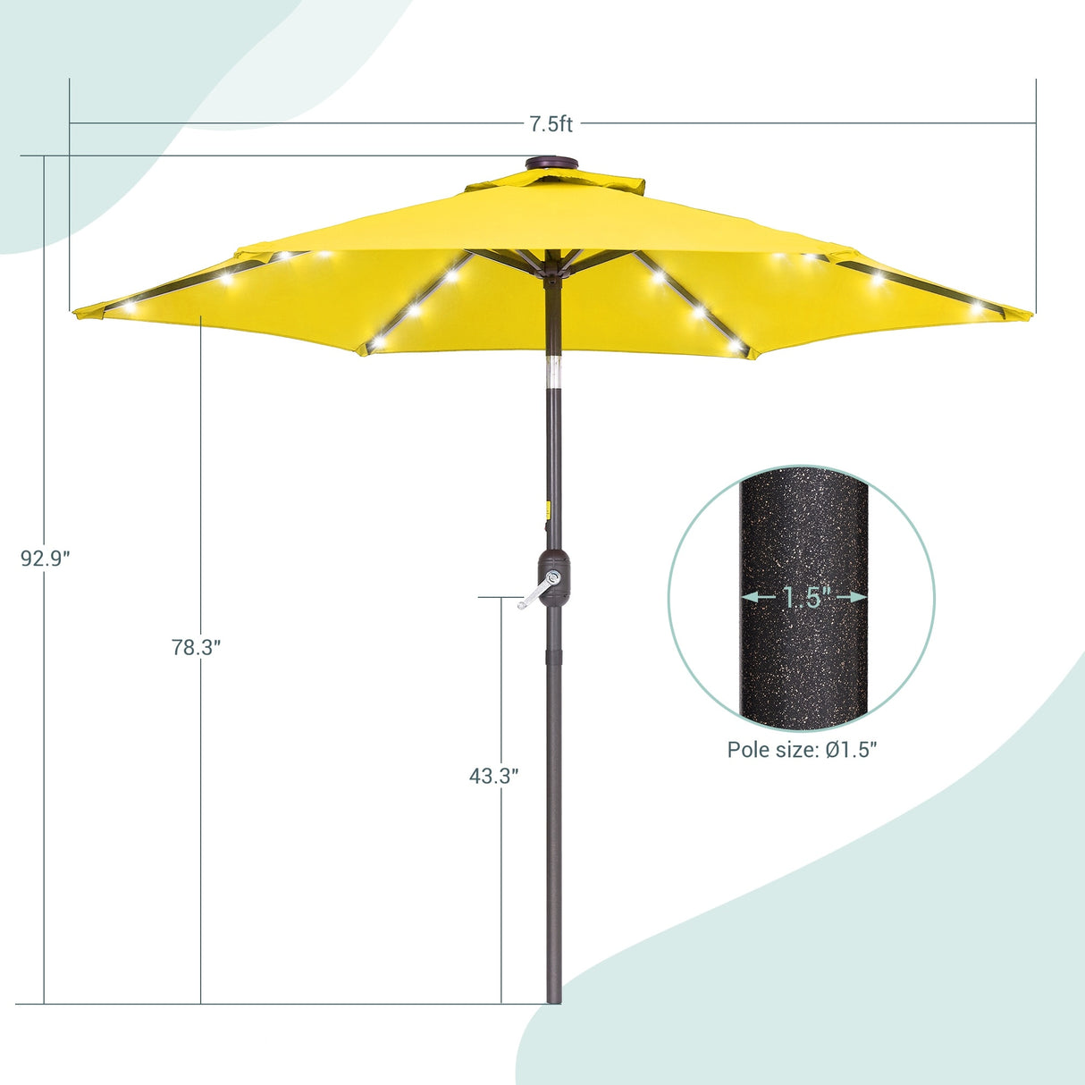 Bonosuki 7.5Ft LED Patio Market Umbrella Outdoor Table Umbrella