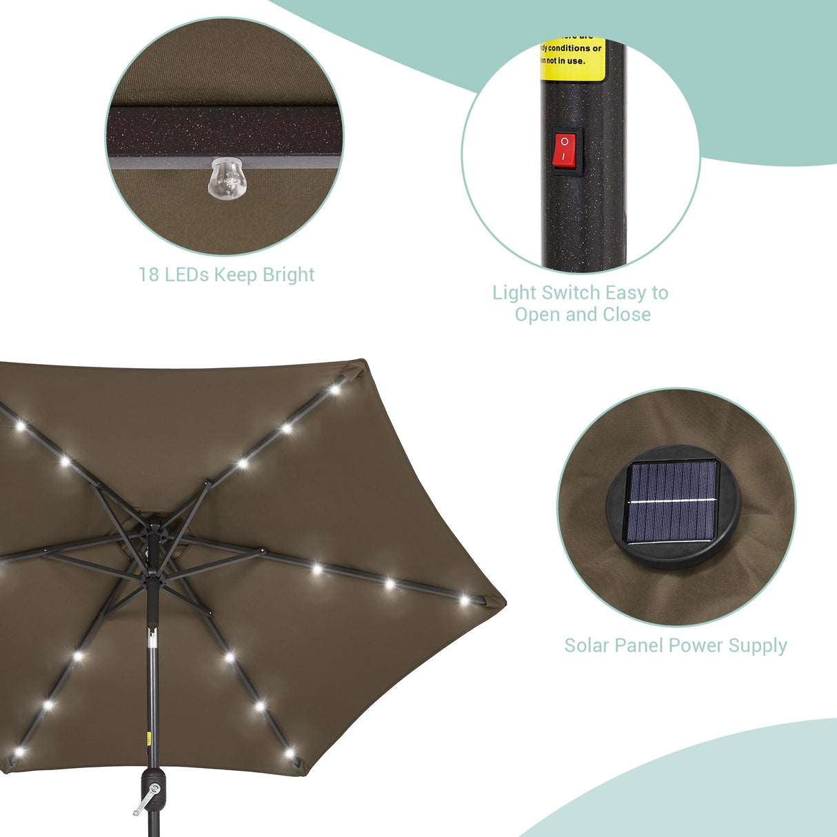 Bonosuki 7.5Ft LED Patio Market Umbrella Outdoor Table Umbrella