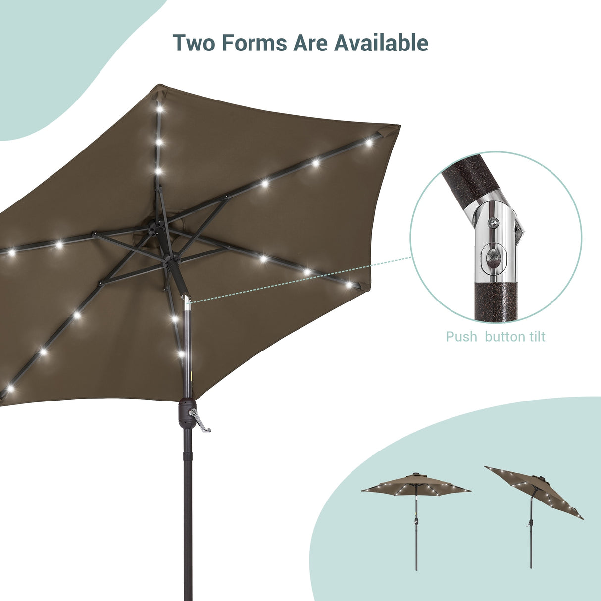 Bonosuki 7.5Ft LED Patio Market Umbrella Outdoor Table Umbrella