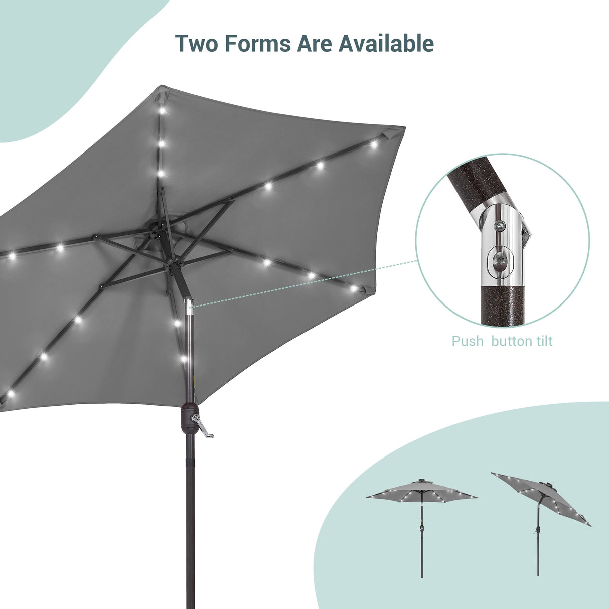 Bonosuki 7.5Ft LED Patio Market Umbrella Outdoor Table Umbrella