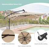 BONOSUKI 8.2Ft Solar Powered Cantilever Patio Umbrella With Base