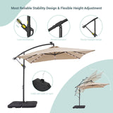 BONOSUKI 8.2Ft Solar Powered Cantilever Patio Umbrella With Base