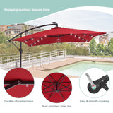 BONOSUKI 8.2Ft Solar Powered Cantilever Patio Umbrella With Base