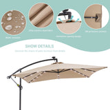 BONOSUKI 8.2Ft Solar Powered Cantilever Patio Umbrella With Base