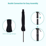 BONOSUKI 9ft Patio Solar Umbrella LED Patio Market Steel Tilt w/Crank