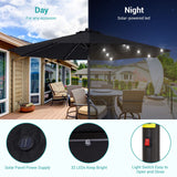 BONOSUKI 9ft Patio Solar Umbrella LED Patio Market Steel Tilt w/Crank