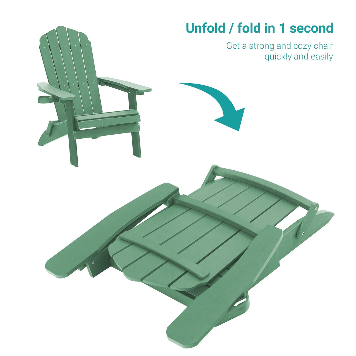 Bonosuki Set of 4 Folding Adirondack Chair Patio Fire Pit Chair