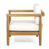 Bonsallo Acacia Wood Outdoor Club Chair with Cushions by Christopher Knight Home