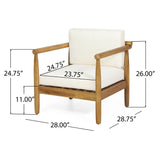 Bonsallo Acacia Wood Outdoor Club Chair with Cushions by Christopher Knight Home