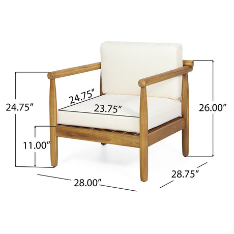 Bonsallo Acacia Wood Outdoor Club Chair with Cushions by Christopher Knight Home