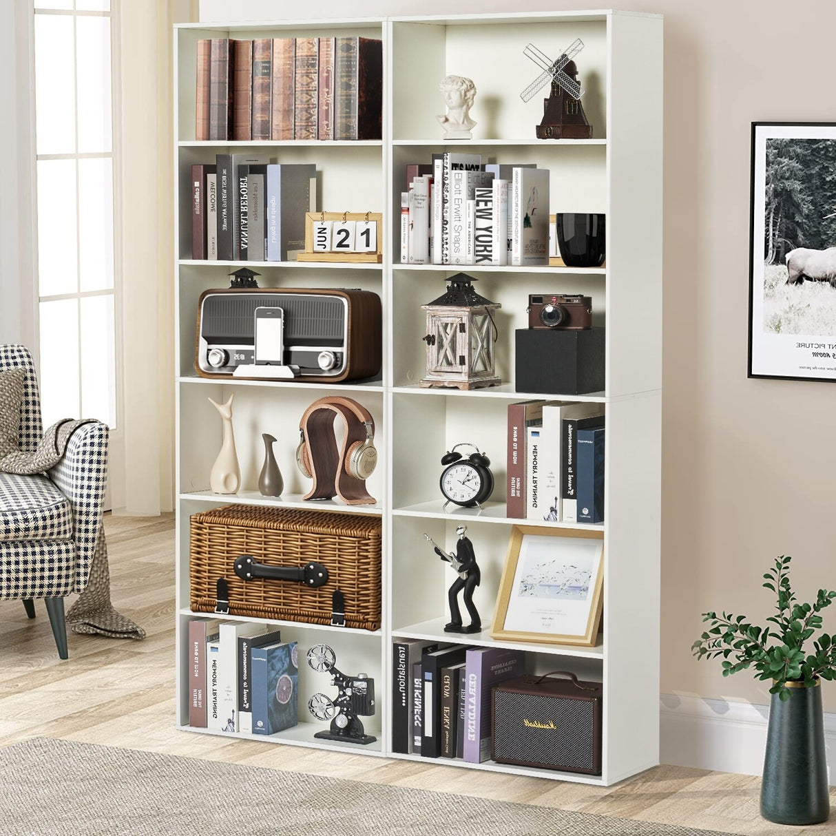 Bookcase and Bookshelf, Floor Standing 6-Story High Bookshelf